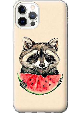 Чехол силиконовый на телефон iphone 12 pro енотик с арбузом "4605u-2052-58250"