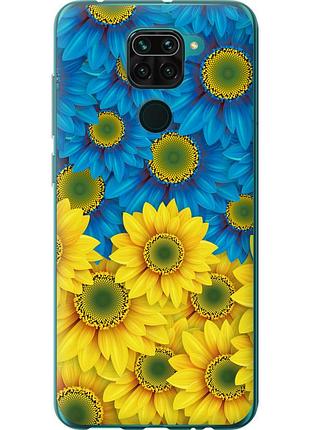 Чохол силіконовий патріотичний на телефон xiaomi redmi note 9 жовто-блакитні квіти "1048u-2017-58250"