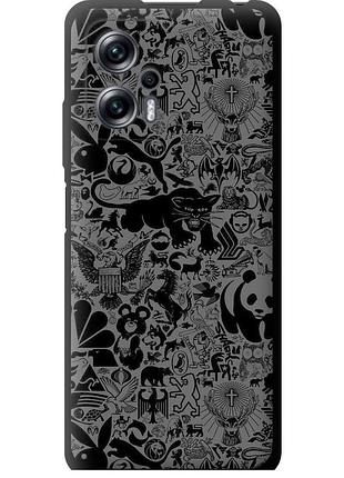 Чехол tpu на телефон xiaomi redmi k50i чёрно-серый стикер бомбинг "2432b-3863-58250"
