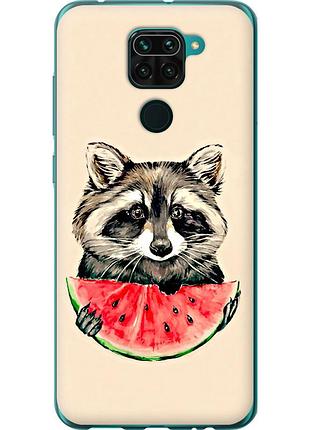 Чохол силіконовий на телефон xiaomi redmi note 9 єнотик з кавуном "4605u-2017-58250"