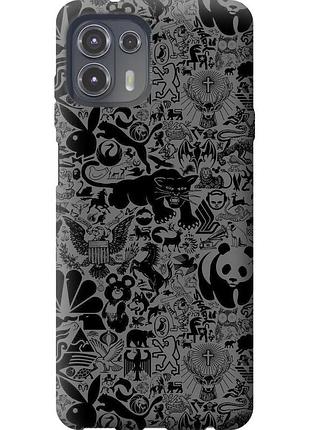 Чехол силиконовый на телефон motorola edge 20 lite чёрно-серый стикер бомбинг "2432u-2496-58250"