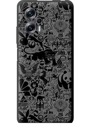 Чехол tpu на телефон xiaomi redmi note 11t pro+ чёрно-серый стикер бомбинг "2432b-3861-58250"