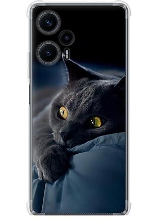 Чехол силикон с усиленными углами на телефон xiaomi redmi note 12 turbo дымчатый кот "825sp-3025-58250"