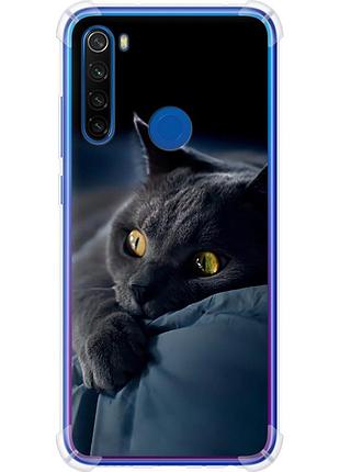 Чехол силикон с усиленными углами на телефон xiaomi redmi note 8t дымчатый кот "825sp-1818-58250"