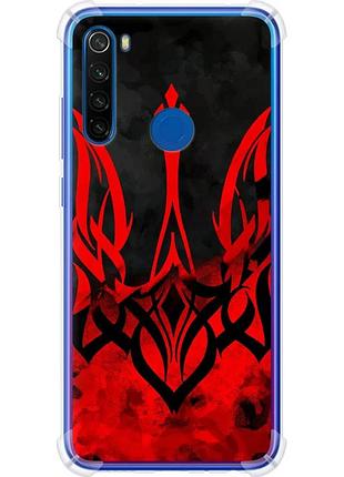 Чехол силикон с усиленными углами патриотический на телефон xiaomi redmi note 8t герб украины v2
