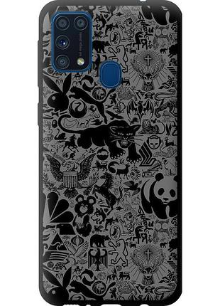Чехол tpu на телефон samsung galaxy m31 m315f чёрно-серый стикер бомбинг "2432b-1907-58250"