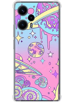 Чехол силикон с усиленными углами на телефон xiaomi redmi note 12 turbo розовая галактика "4146sp-3025-58250"