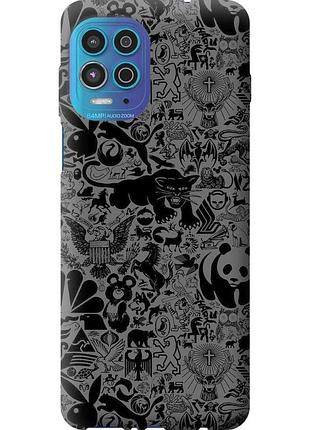 Чехол силиконовый на телефон motorola edge s чёрно-серый стикер бомбинг "2432u-2860-58250"