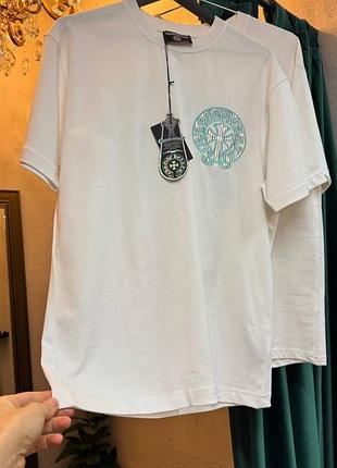Футболка унісекс біла з монограмою chrome hearts