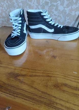 Кеды vans sk8-hi black/white (оригинал) размер 39(24.5см)(унисекс)