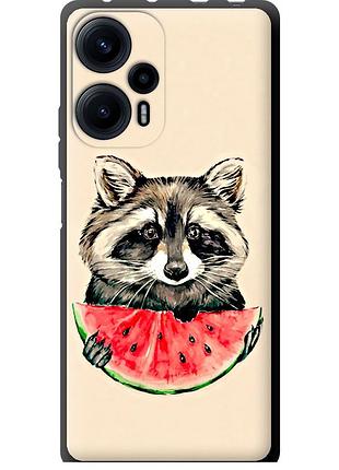 Чехол tpu на телефон xiaomi poco f5 енотик с арбузом "4605b-3170-58250"