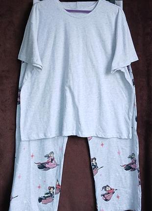 Костюм женский домашний с штанами и футболкой, фокус покус, l-xl,eur 42-44,  46