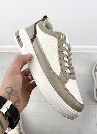 Мужские бежевые кеды на весну fx-s star beige, легкие кеды