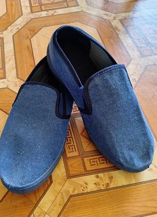 Мужские мокасины,джинсовые