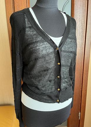 By malene birger кардиган прозорий чорний льон віскоза