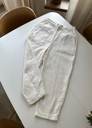 Молочные брюки от zara размер xs - s брюки