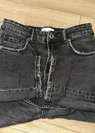 Джинси мом жіночі zara сіро-чорного кольору