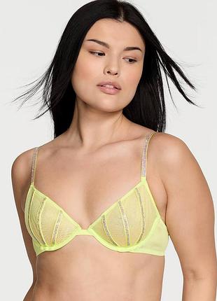 Бюстгальтер demi зі стразами victoria’s secret оригінал чорний розмір 34с