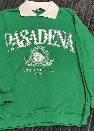 Зеленый свитшот с воротником 
pasadena