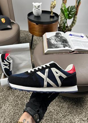 Мужские кроссовки armani exchange black white navy распродаж