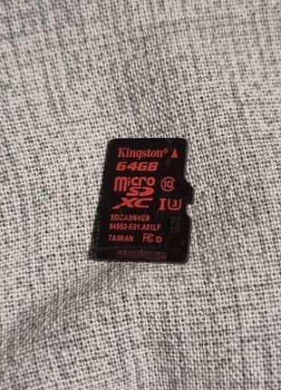 Карта памяти 64 гб kingston sdca3 82.5/88.4 microsd microsdxc u3 кингстон