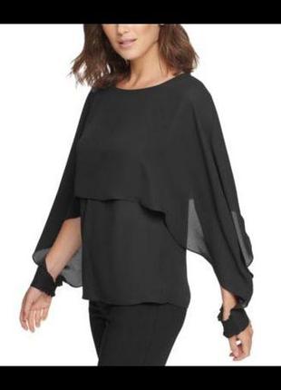 Dkny оригинал блуза cape overlay xl чёрная