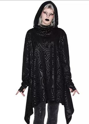 Готичний балахон для підлітка occult goth. унісекс худі killstar - окультум лонглайн @15