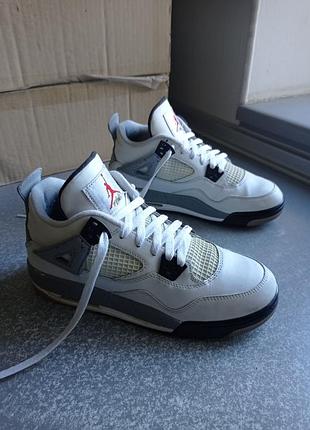 Кросівки шкіряні nike air jordan 4 retro white cementa