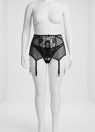 Черный кружевной пояс для чулок с пажами plus size (размер uk 20-22 / xxxl)
