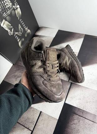 Стильные кроссовки new balance 574 x stone island ghost pack dark brown