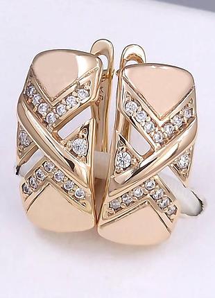 Серьги женские медзолото xuping jewelry 18k. 1,8 см.