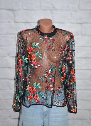 Блуза-сетка с вышивкой river island