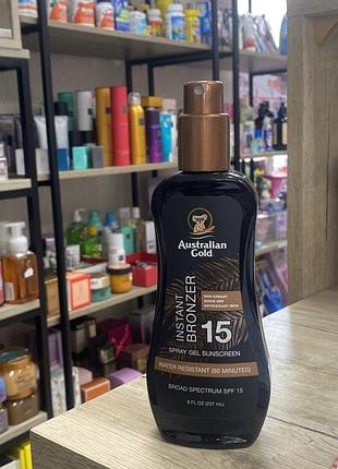 Сонцезахисний спрей-гель australian gold spray gel bronzer spf 15