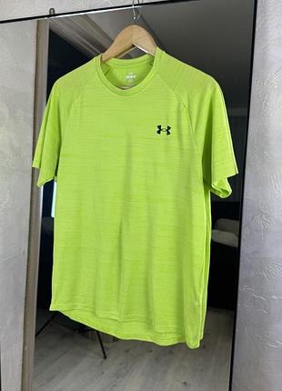 Яскрава футболка under armour heatgear | lime neon melange
