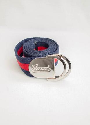 Gucci ремень из темно-синейкрасной канвы с d-образным кольцом и пряжкой, 90 см