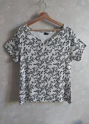 Футболка женская m&amp;co u920 54р., хлопок, цветочный принт, белая