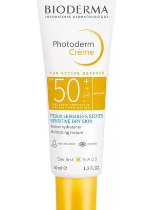 Сонцезахисний крем bioderma photoderm spf50+ creme для чутливої, сухої шкіри