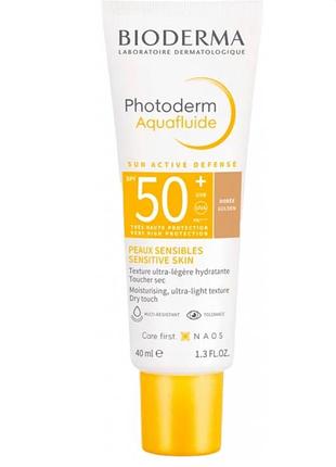Bioderma photoderm aquafluide spf 50+ сонцезахисний флюїд з оксидом для чутливої шкіри doree