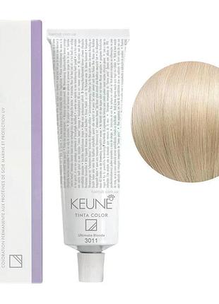 Стійка фарба для волосся keune tinta color ultimate 3011 ultra intense ash blonde 60 мл