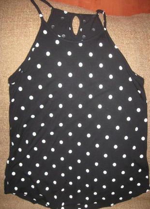 Топ в горошок чорно-білий