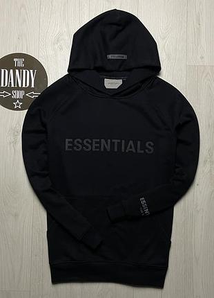 Мужской черный худи essentials fear of god, размер m-l