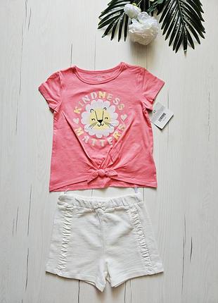 Літній костюм для дівчинки 104см, carter's, c&a, німеччина, 3-4роки, комплект для дівчинки, футболка+шорти дитячі, бавовна