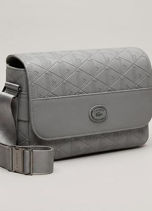 Мужская брендовая барсетка, сумка через плечо lacoste (4838) серая