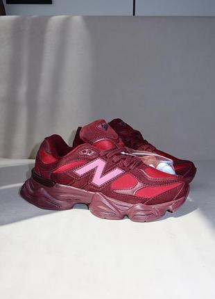 Новинка жіночі спортивні кросівки new balance 9060 burgundy нью баданс червоні