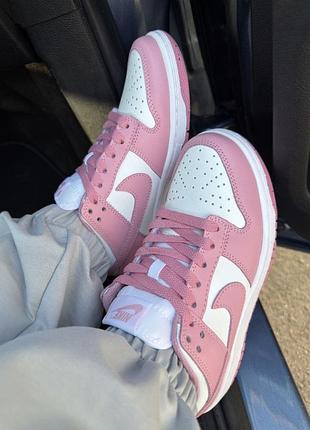 Кроссовки nike dunk low white pink