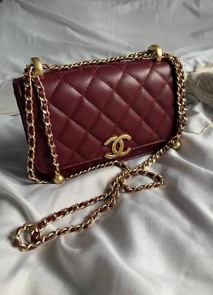 Сумка woc quilted perfect fit wallet on chain burgundy