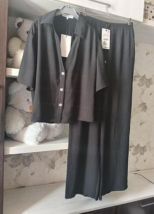 Костюм набор широкие брюки рубашка xs s zara