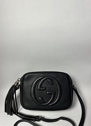 Шкіряна фірмова сумка на/ через плече gucci