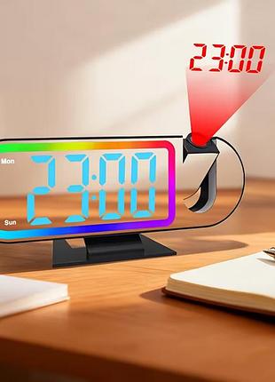 Электронные часы с rgb подсветкой проектором и функцией ночника rg-2200