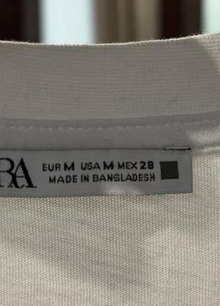 Футболка zara біла з v-вирізом, розмір m, 100% котон
